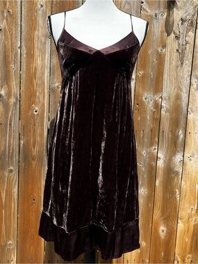 Gap Velvet Slip Dress in Deep Brown